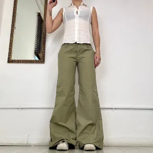 00's bench khaki flared trousers