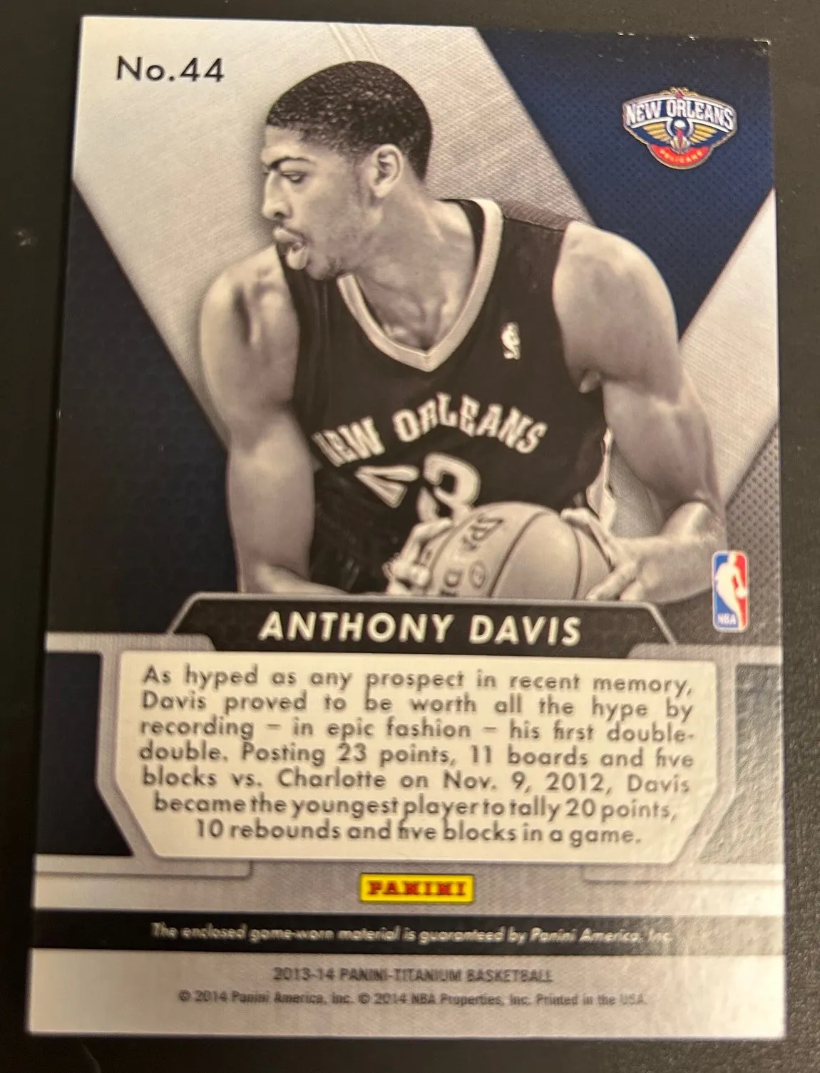 2013-14 Panini Titanium Double Double Jerseys #44 Anthony Davis/279