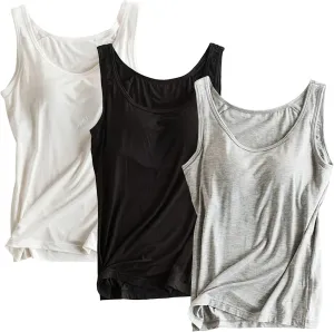 Alizeal 3 Pcs Women's Basic Solid Camisole Stretch Casual Tank Tops