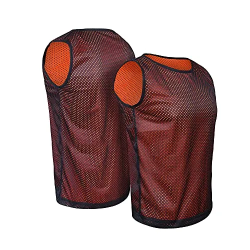 Athllete Reversible Basketball Jersey (Set of 6   Free Carry Bag) Basketball Jerseys, Youth Basketball Jersey (Flame Orange/Black 6 Jerseys, Small)