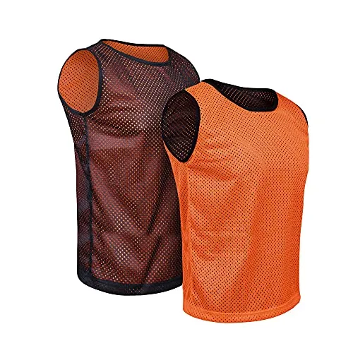 Athllete Reversible Basketball Jersey (Set of 6   Free Carry Bag) Basketball Jerseys, Youth Basketball Jersey (Flame Orange/Black 6 Jerseys, Small)