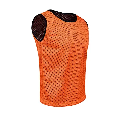 Athllete Reversible Basketball Jersey (Set of 6   Free Carry Bag) Basketball Jerseys, Youth Basketball Jersey (Flame Orange/Black 6 Jerseys, Small)