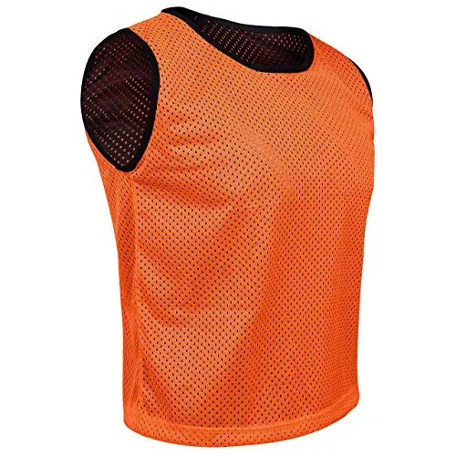 Athllete Reversible Basketball Jersey (Set of 6   Free Carry Bag) Basketball Jerseys, Youth Basketball Jersey (Flame Orange/Black 6 Jerseys, Small)