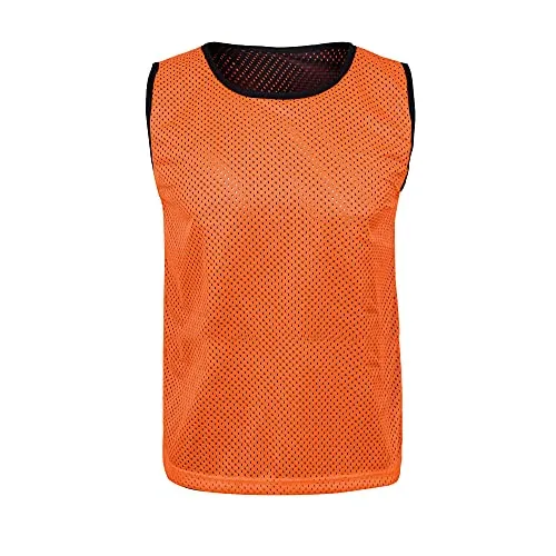 Athllete Reversible Basketball Jersey (Set of 6   Free Carry Bag) Basketball Jerseys, Youth Basketball Jersey (Flame Orange/Black 6 Jerseys, Small)