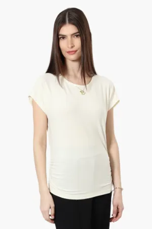 Beechers Brook Cap Sleeve Necklace Blouse - White