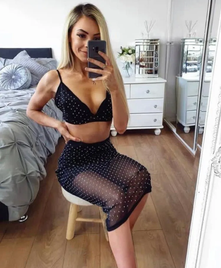 Black Diamante Bralet and Midi Skirt Co-ord