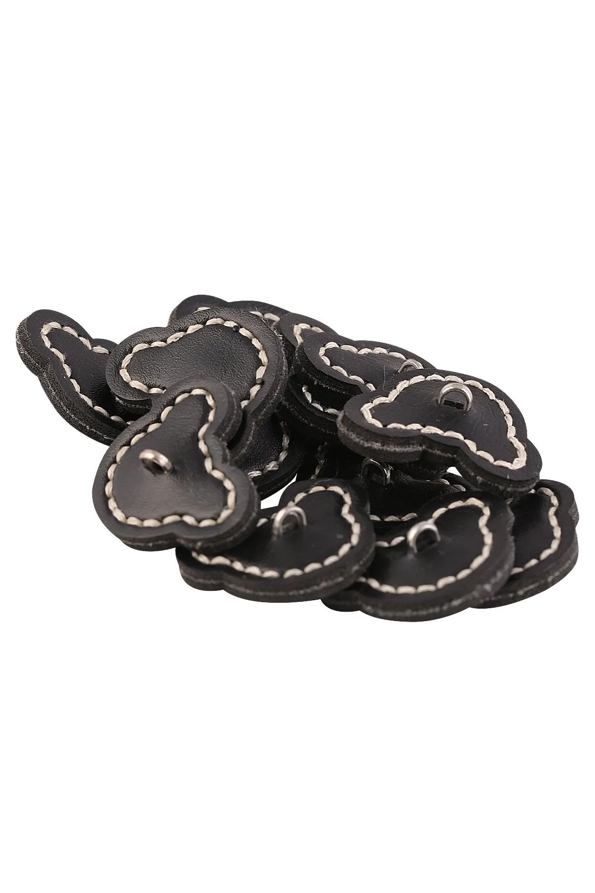 Black Mickey Face Stitched Leather Button with Downhole Loop