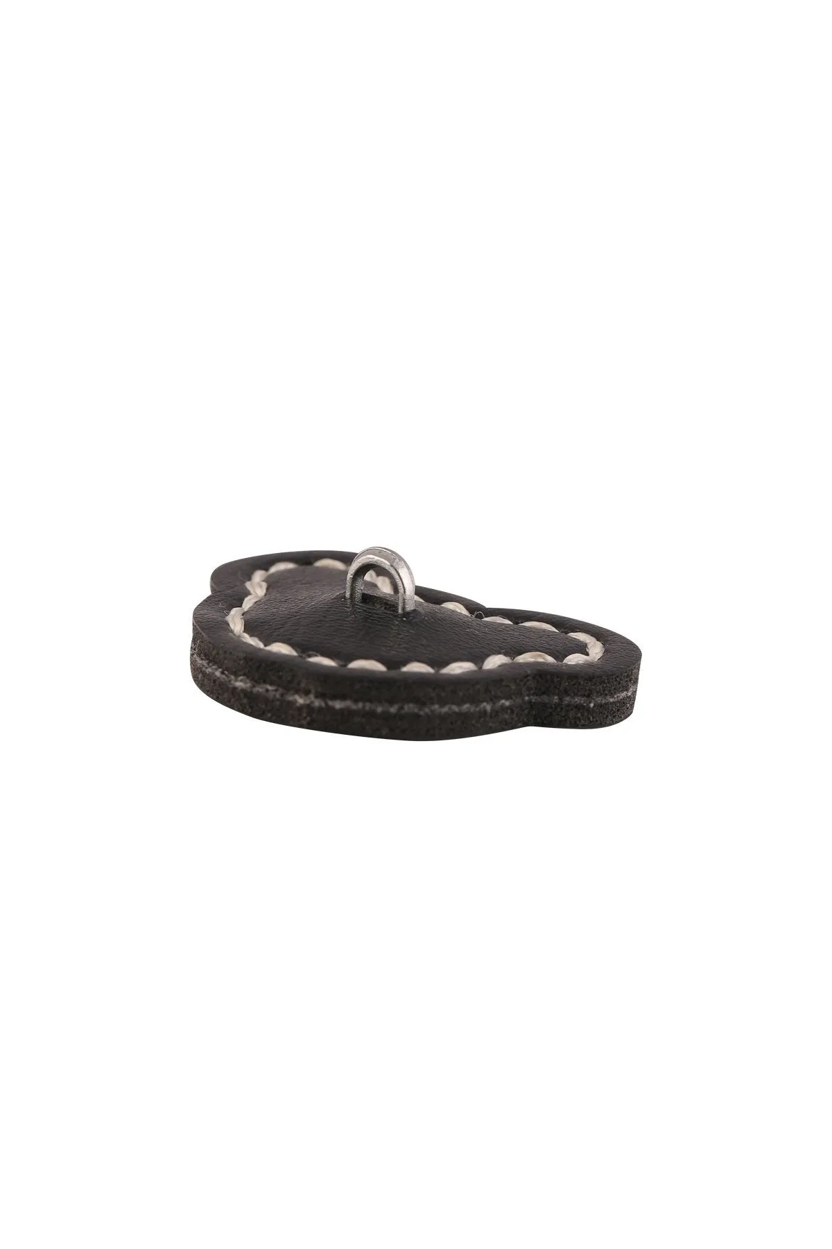 Black Mickey Face Stitched Leather Button with Downhole Loop