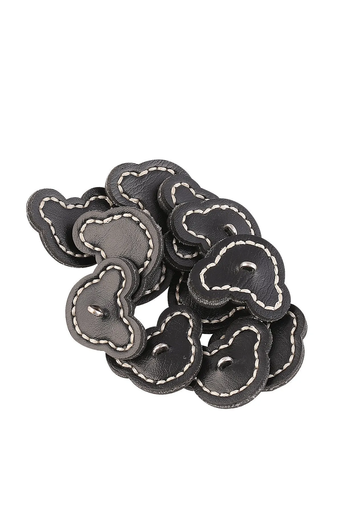 Black Mickey Face Stitched Leather Button with Downhole Loop