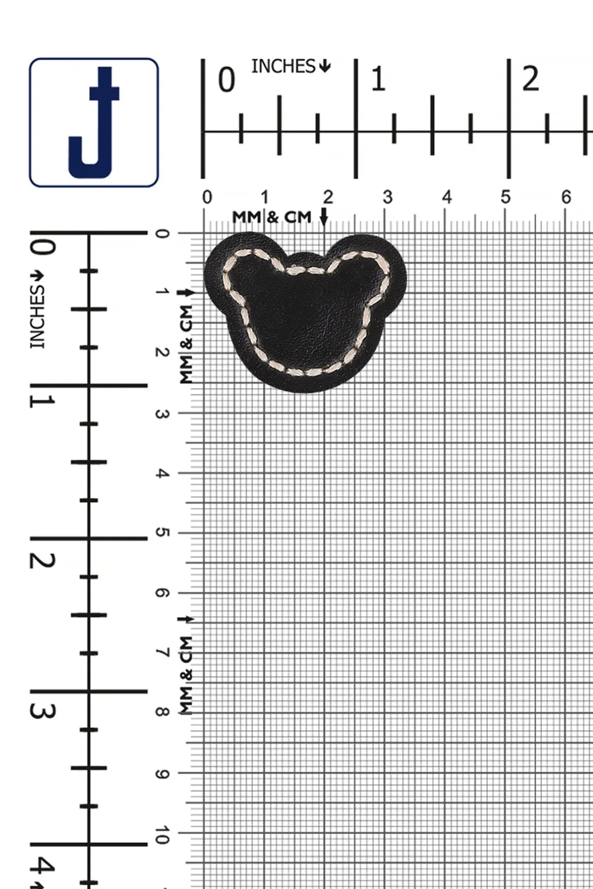 Black Mickey Face Stitched Leather Button with Downhole Loop