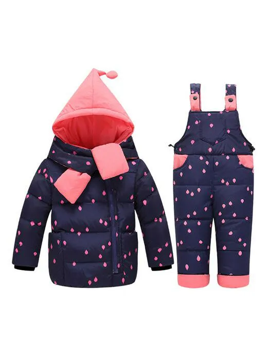 Boys Girls Winter Children's Sets Baby Dot Ski Suit