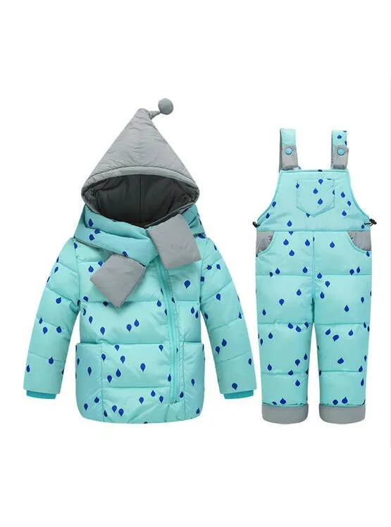 Boys Girls Winter Children's Sets Baby Dot Ski Suit