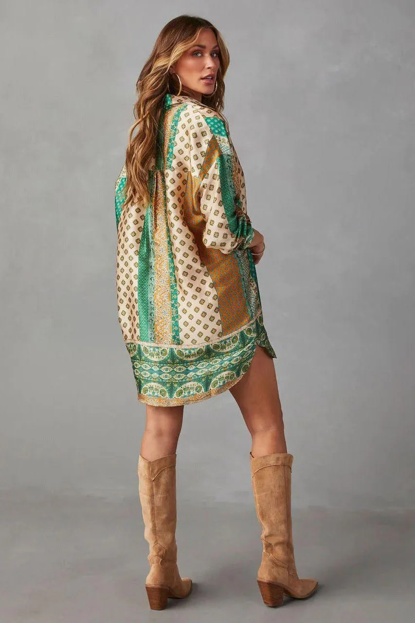 Casual long satin shirt