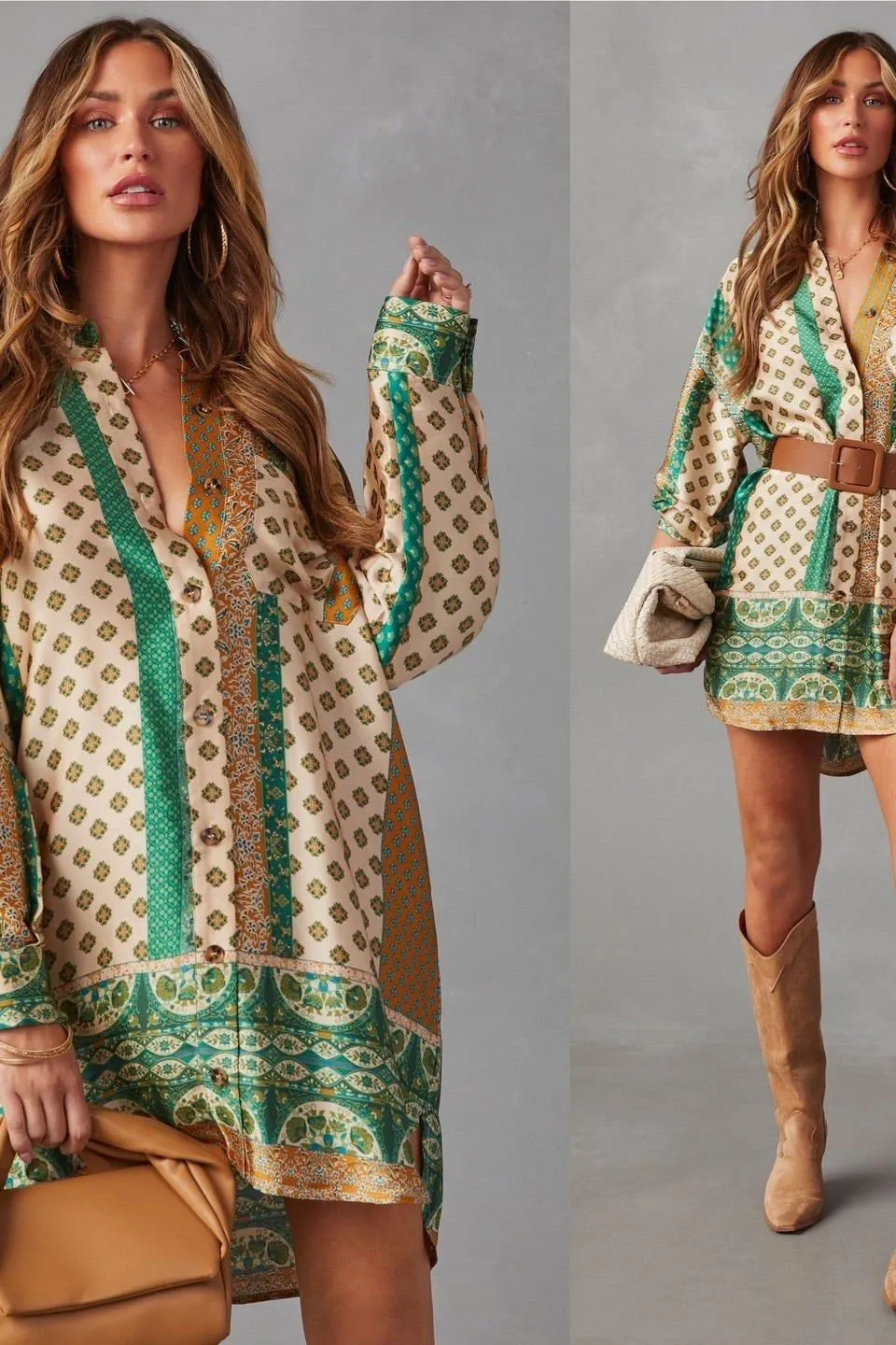 Casual long satin shirt