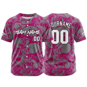 Custom Baseball Uniforms High-Quality for Adult Kids Optimized for Performance Retro Skull-Red Violet&Grey