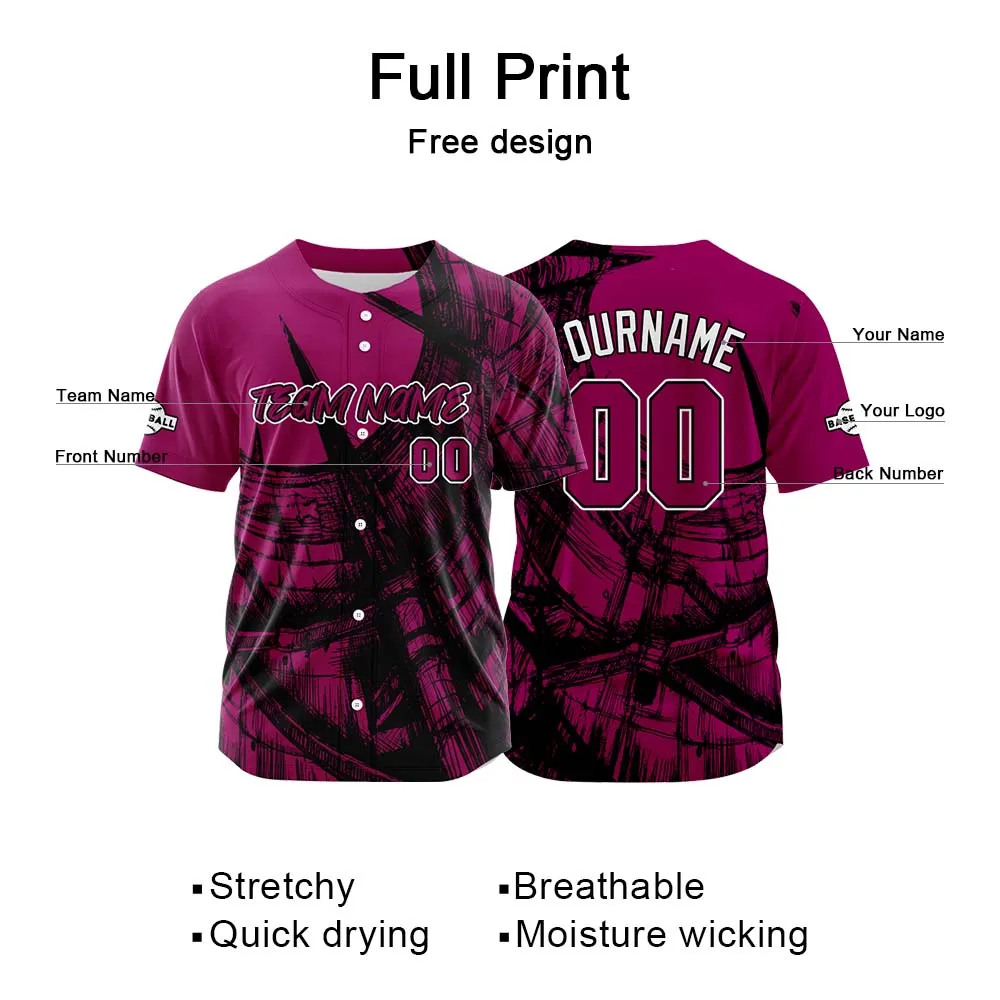 Custom Baseball Uniforms High-Quality for Adult Kids Optimized for Performance Staircase-Rose