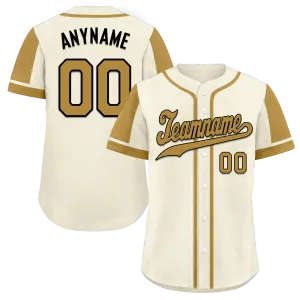 Custom Beige Raglan Sleeves Personalized Authentic Baseball Jersey BSBJ01-D017201