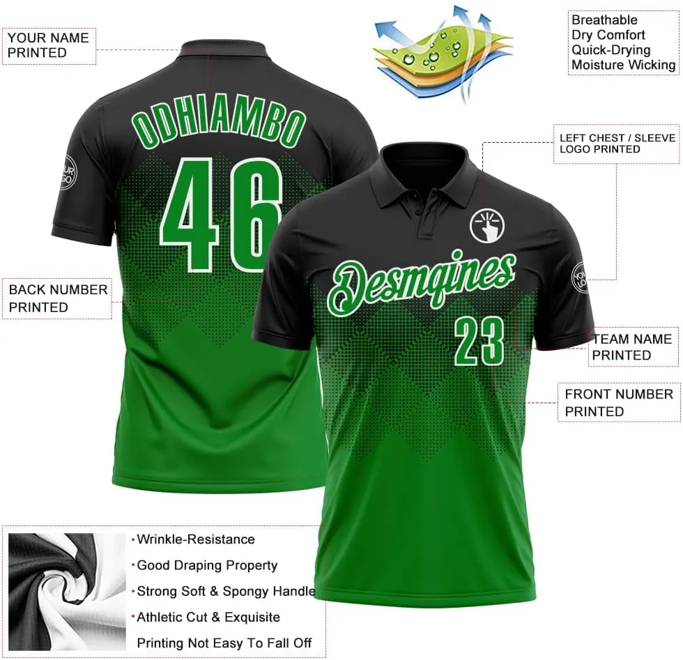 Custom Gradient Golf Polo Shirts Short Sleeve Bowling Dart Tennis Jersey Top Design Men Women Youth Work Business Tee