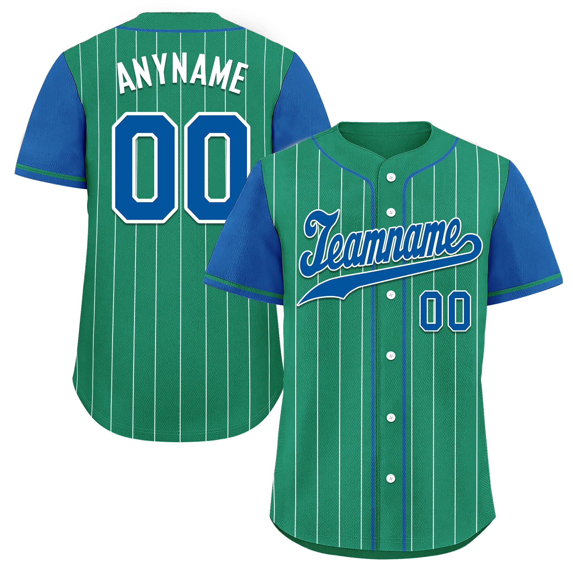 Custom Green Blue Stripe Fashion Personalized Authentic Baseball Jersey BSBJ01-D017245