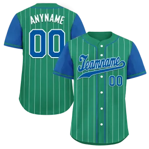 Custom Green Blue Stripe Fashion Personalized Authentic Baseball Jersey BSBJ01-D017245