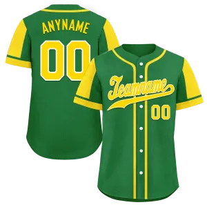 Custom Green Yellow Raglan Sleeves Personalized Authentic Baseball Jersey BSBJ01-D017191