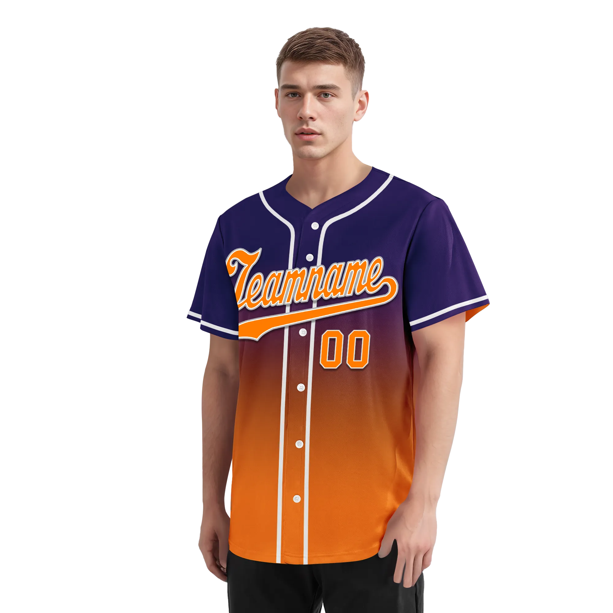 Custom Purple Orange Fade Fashion Personalized Authentic Baseball Jersey BSBJ01-D0a70de