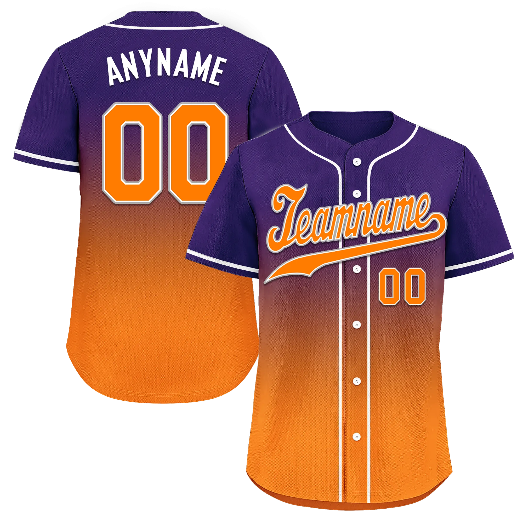 Custom Purple Orange Fade Fashion Personalized Authentic Baseball Jersey BSBJ01-D0a70de