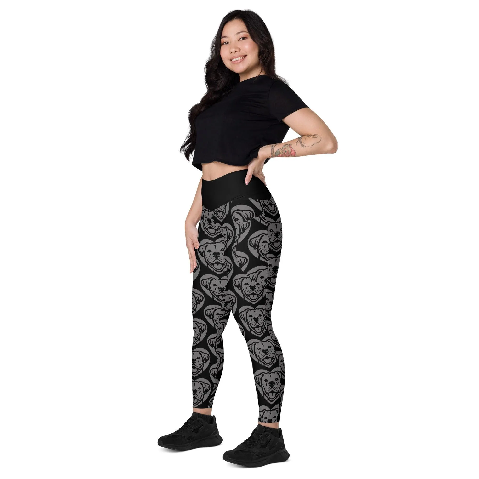 DOG BREED LEGGINGS with pockets - DOGO ARGENTINO - HERTTAHOUND - grey