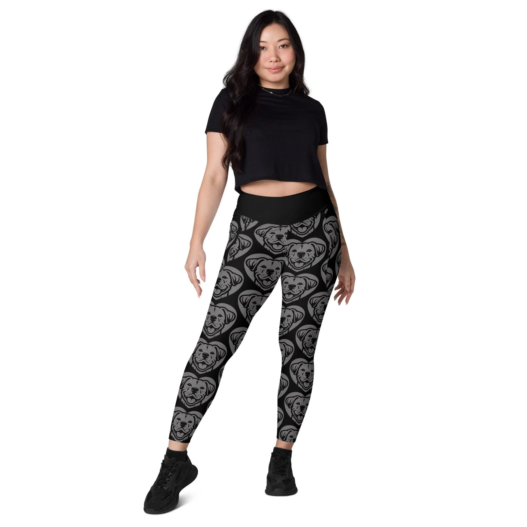 DOG BREED LEGGINGS with pockets - DOGO ARGENTINO - HERTTAHOUND - grey