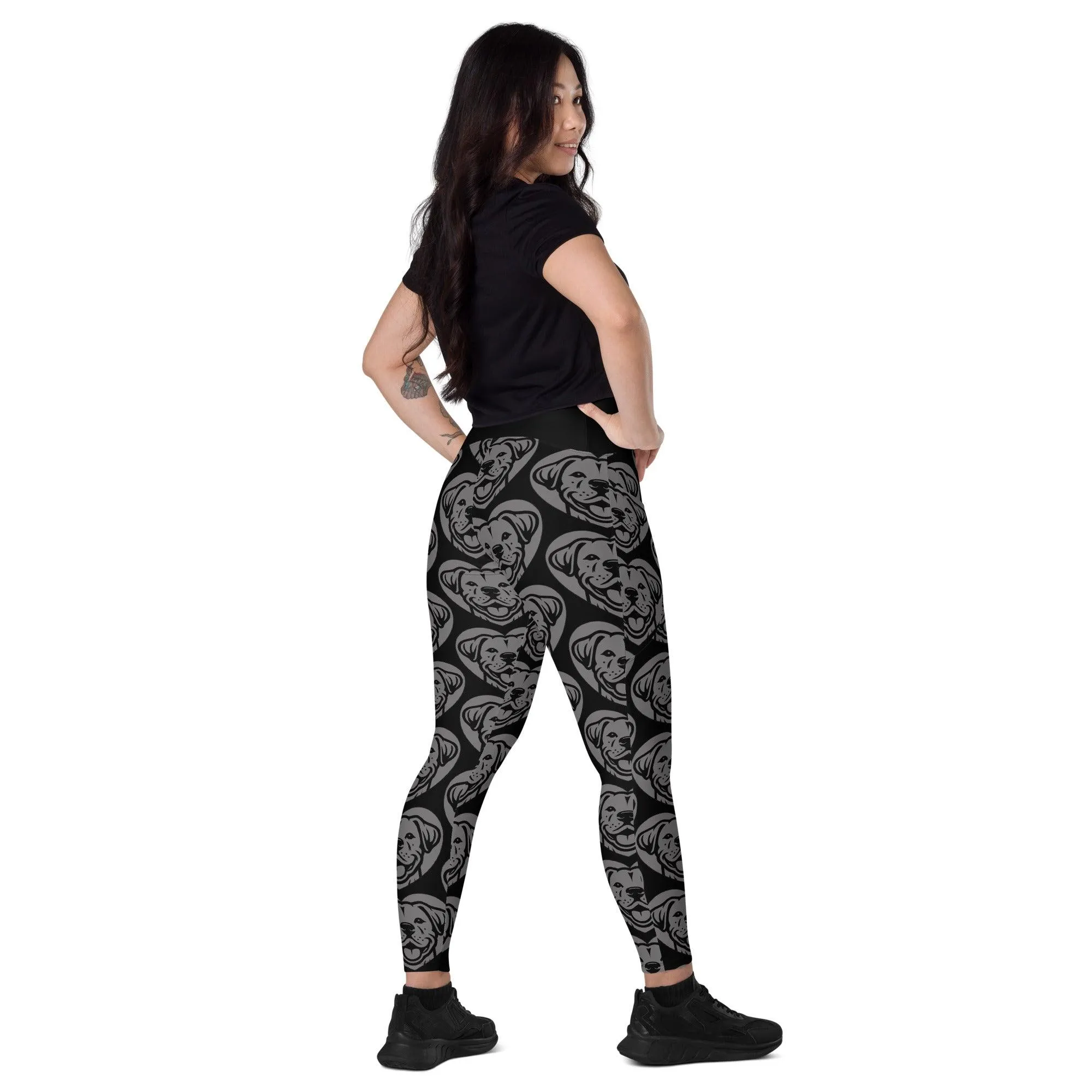 DOG BREED LEGGINGS with pockets - DOGO ARGENTINO - HERTTAHOUND - grey
