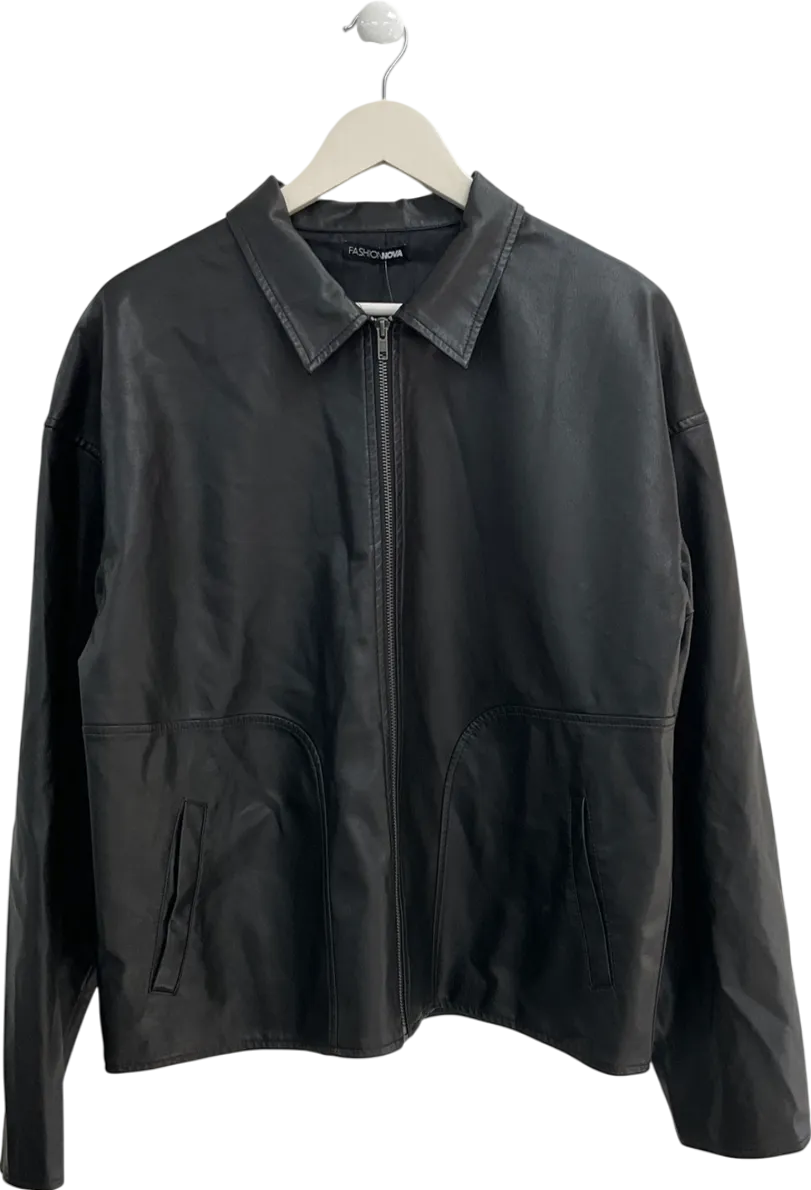 Fashion Nova Black Faux Leather Jacket UK M