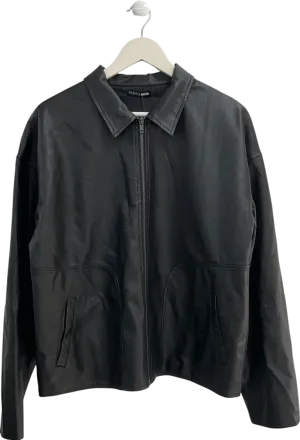 Fashion Nova Black Faux Leather Jacket UK M