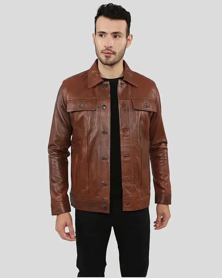 Finley Brown Biker Leather Jacket
