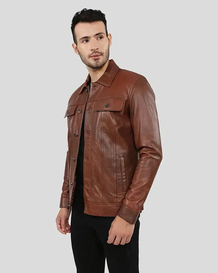 Finley Brown Biker Leather Jacket