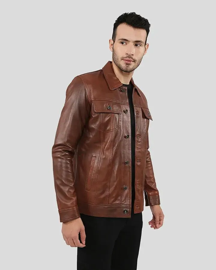 Finley Brown Biker Leather Jacket