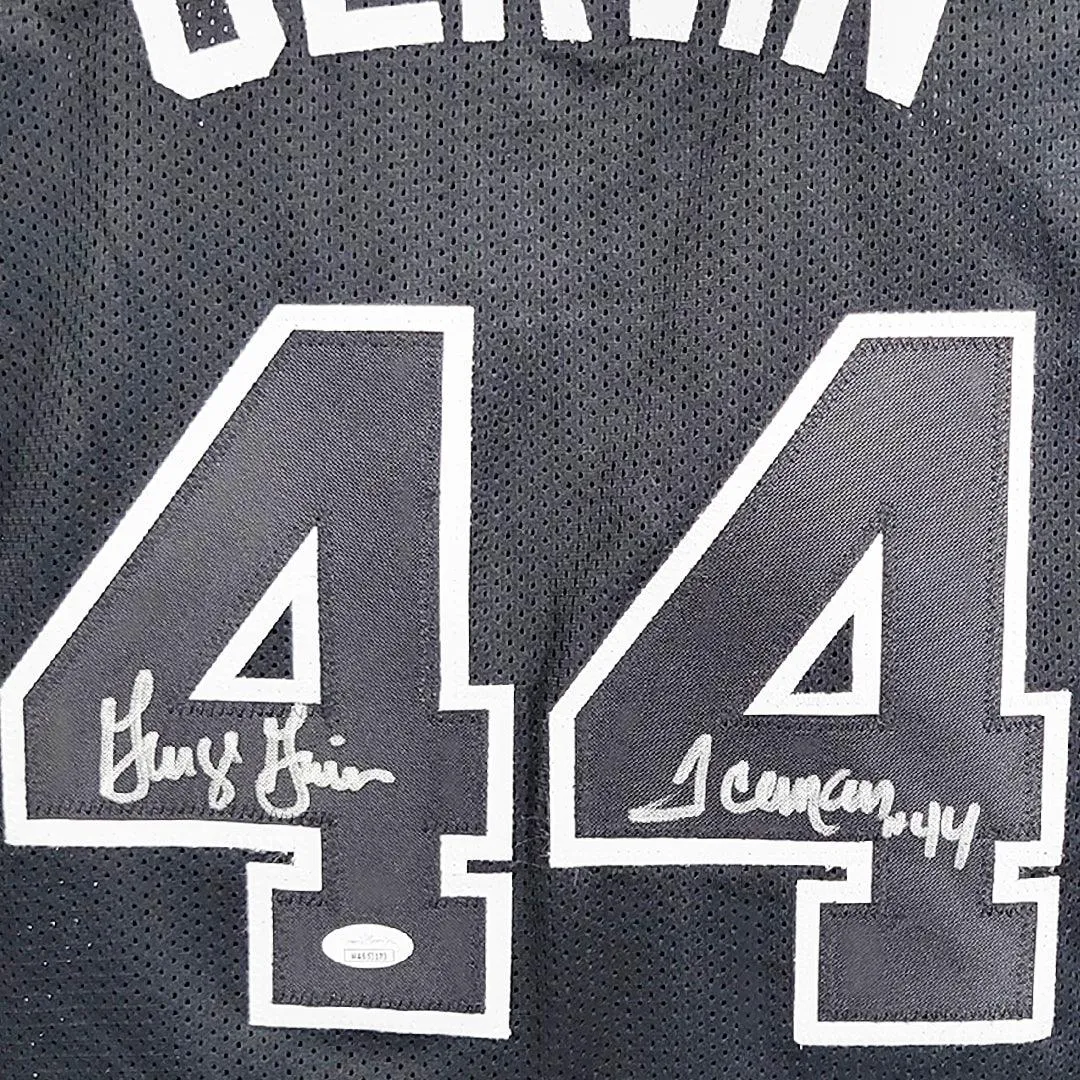 George Gervin Signed Iceman Inscription San Antonio Black Decal Basketball Jersey (JSA)