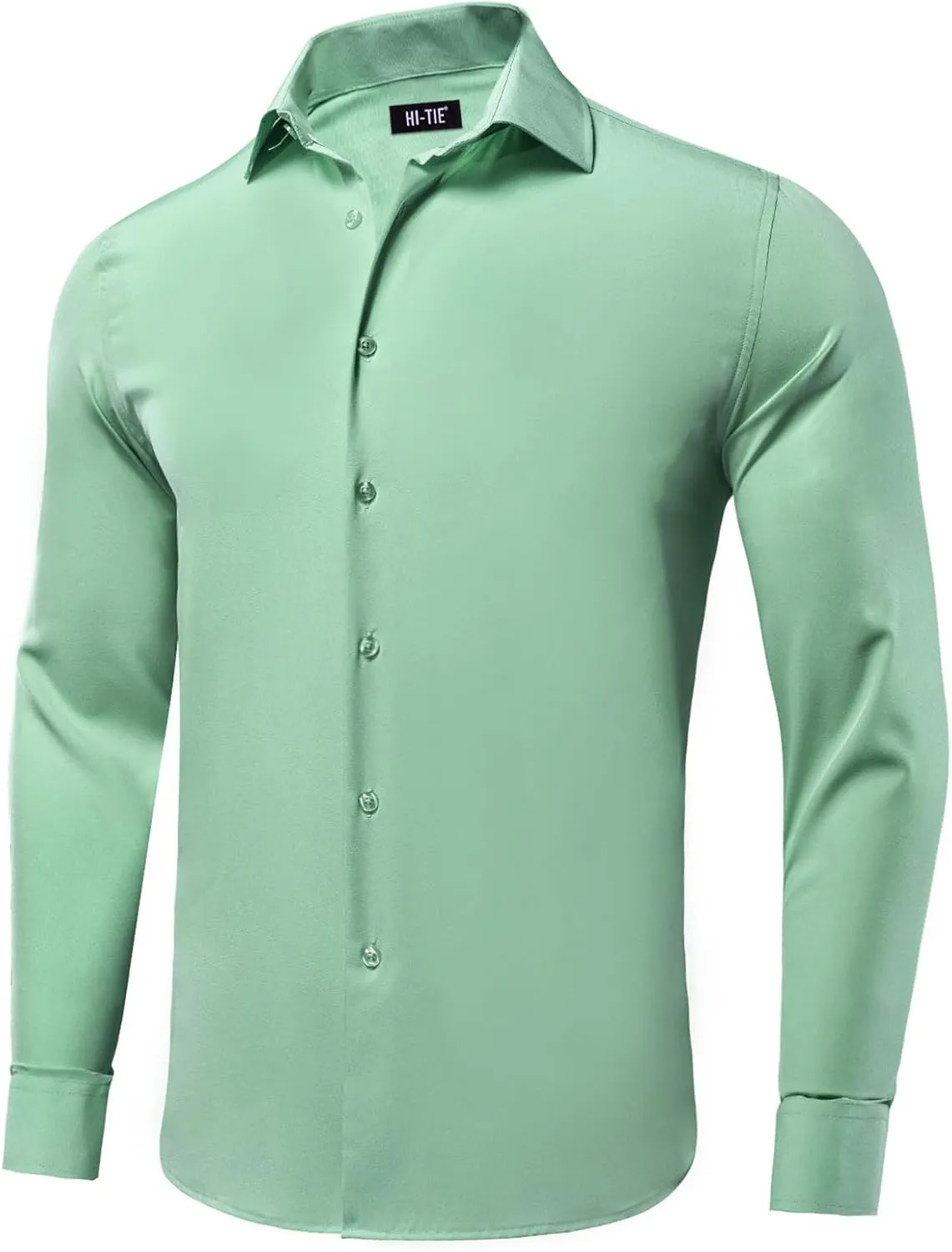 Hi-Tie Men's 4 Way Stretch Dress Shirts Long Sleeve Button Down Wrinkle Free Casual Formal Dress Shirt for Men