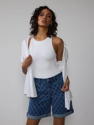 High Rise 9 Inch Diamond Stitch Shorts