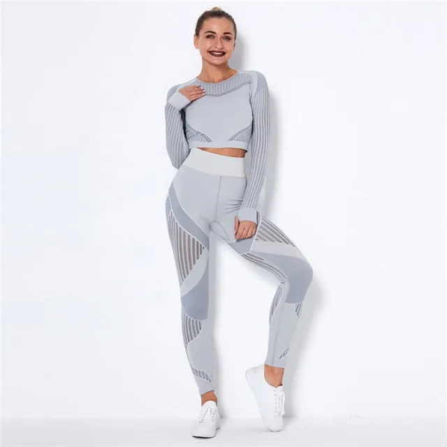 Hollow Out Seamless Yoga Set Sport Outfits
