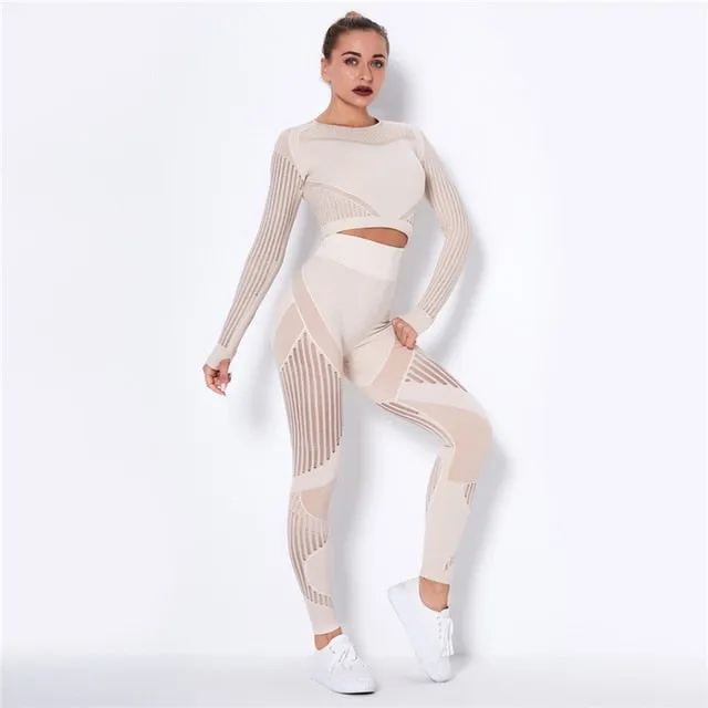 Hollow Out Seamless Yoga Set Sport Outfits