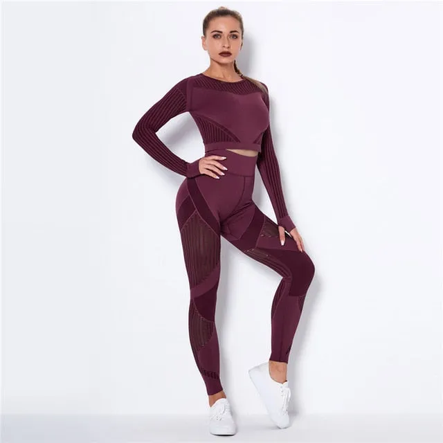 Hollow Out Seamless Yoga Set Sport Outfits