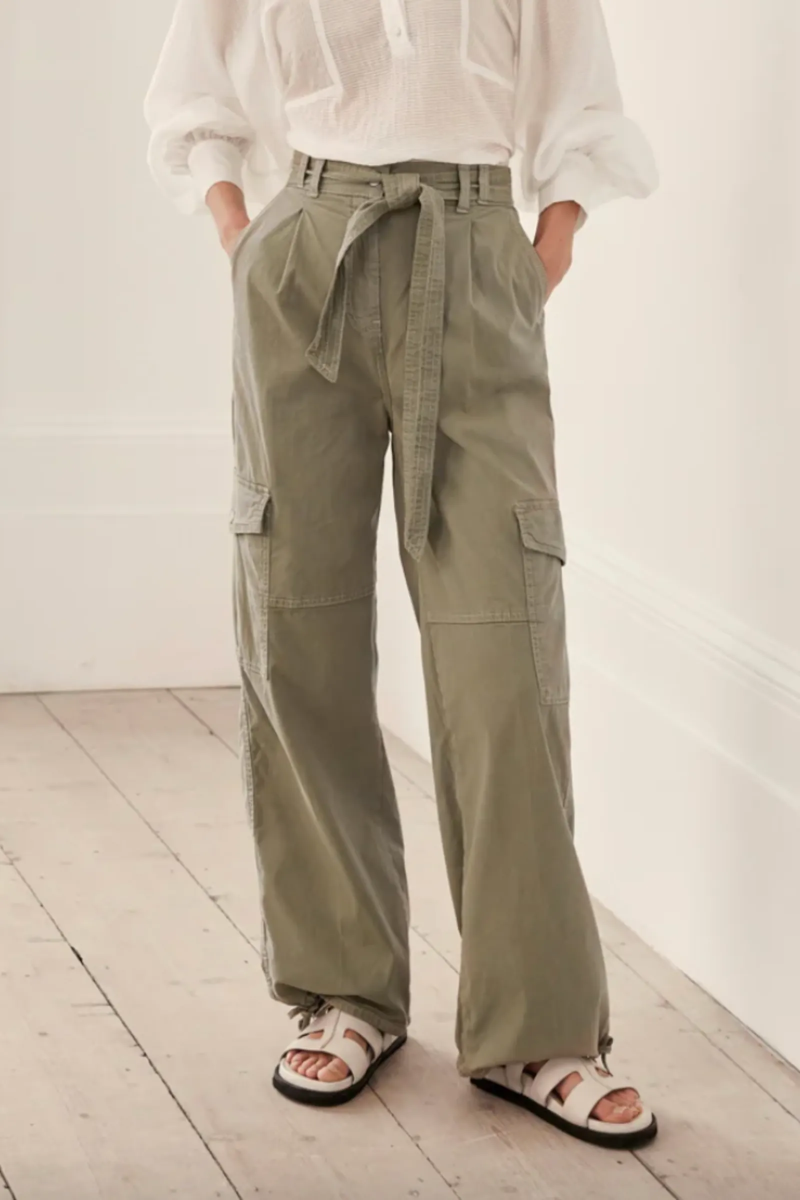 Khaki Cotton Cargo Trousers