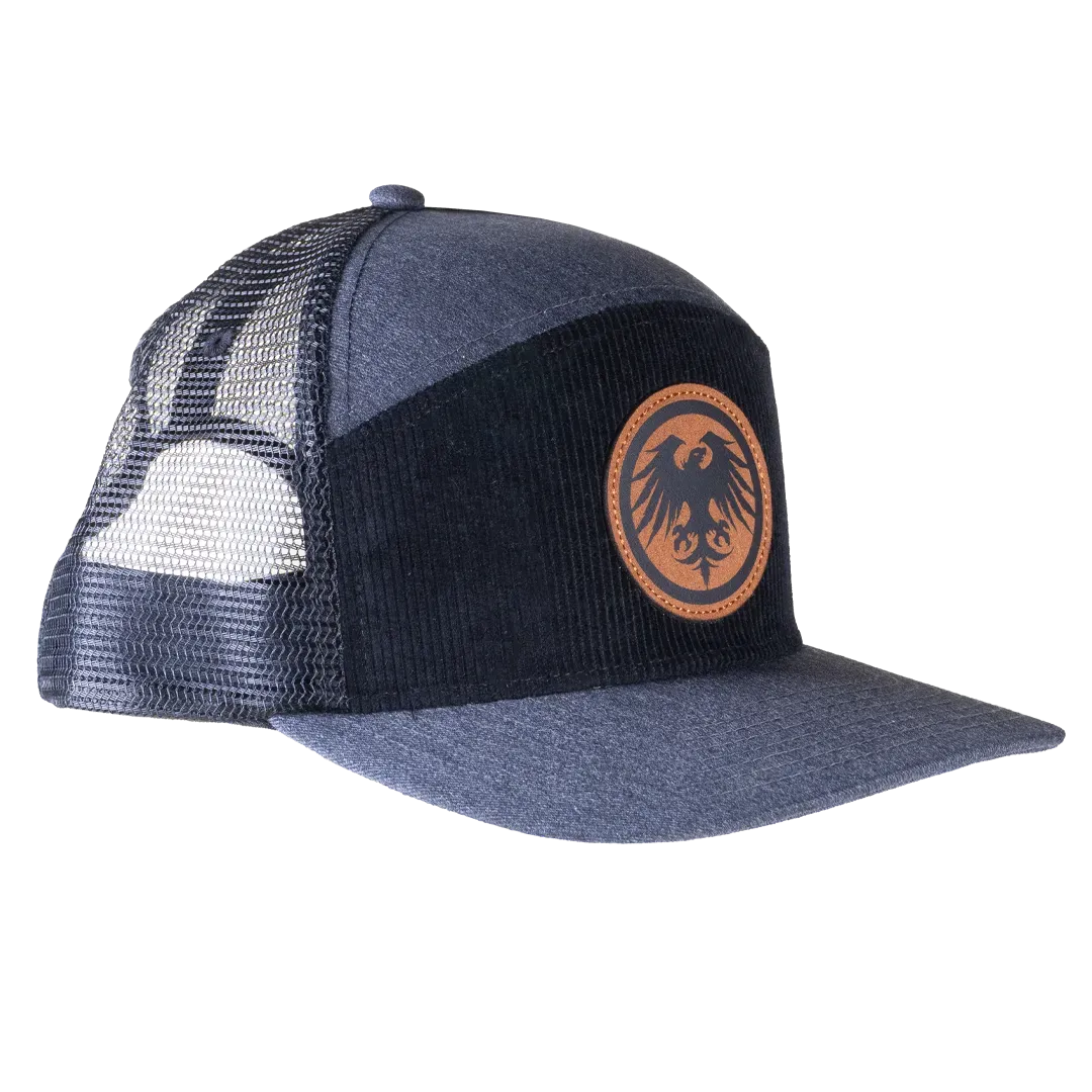 Leather Eagle Patch Corduroy Snapback Hat