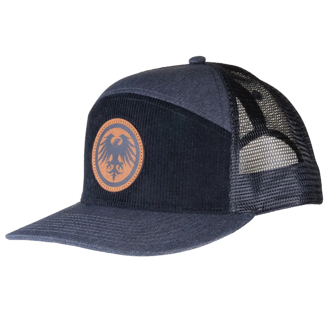 Leather Eagle Patch Corduroy Snapback Hat