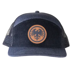 Leather Eagle Patch Corduroy Snapback Hat