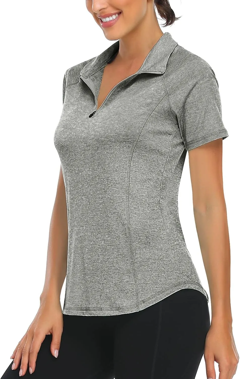 LURANEE Women's Short Sleeve Moisture Wicking Athletic Shirts Quarter Zip Pullover