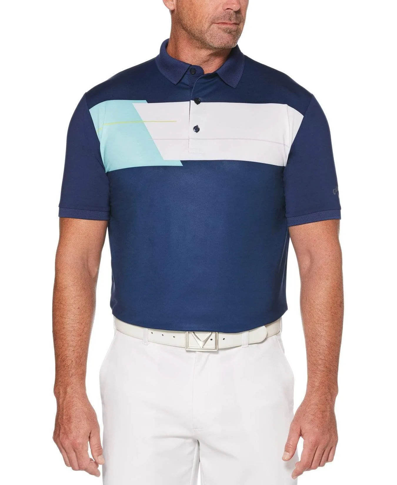 Mens Block Chest Print Polo