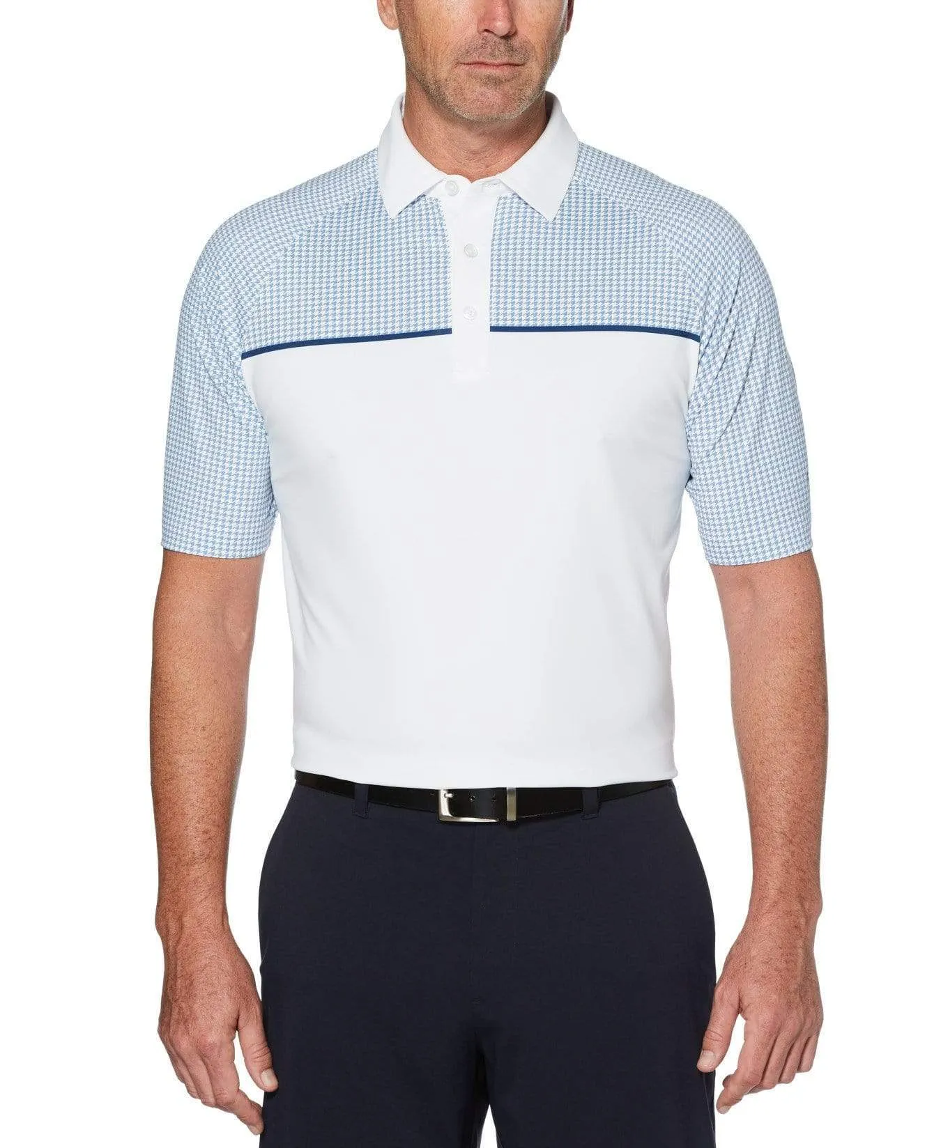Mens Swing Tech™ Houndstooth Chest Print Polo