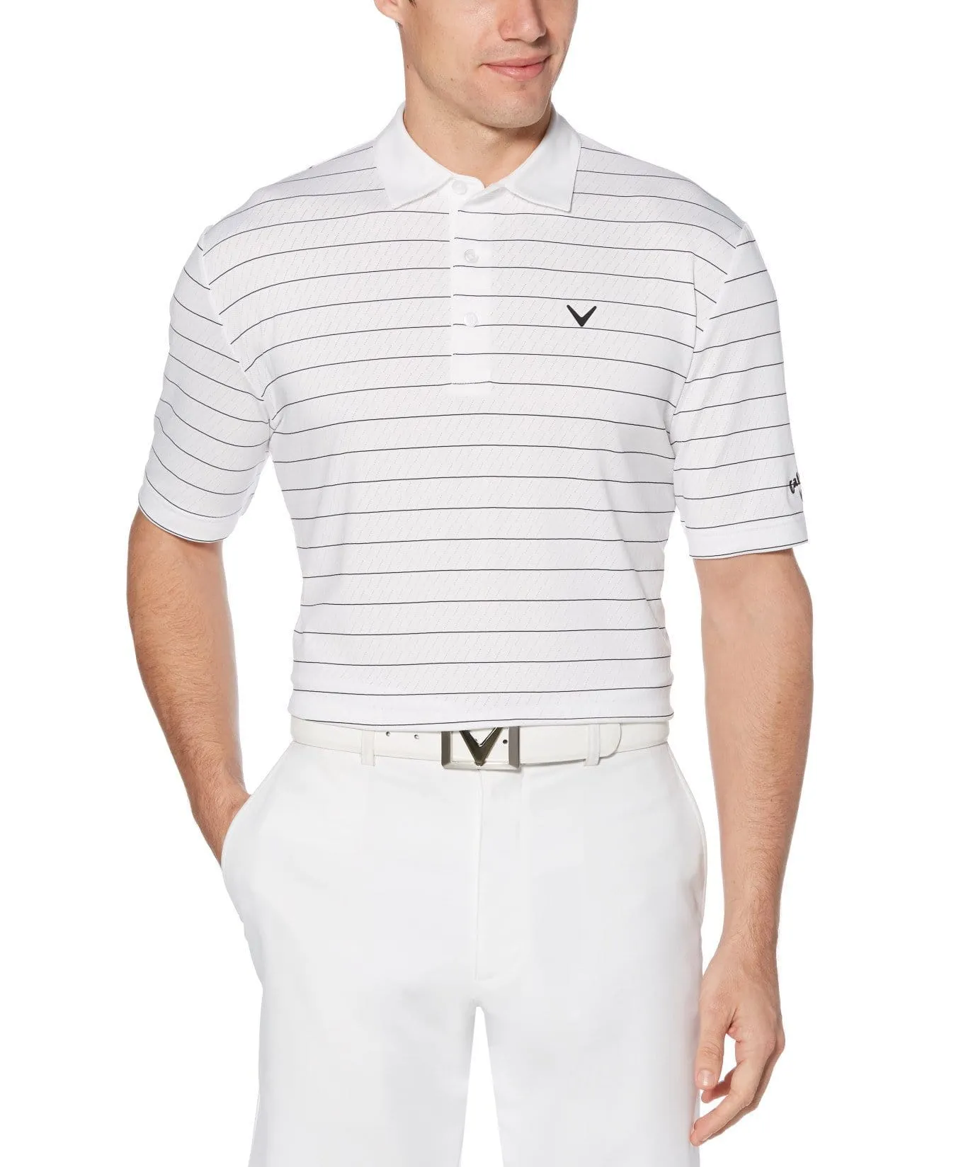 Mens Ventilated Stripe Polo