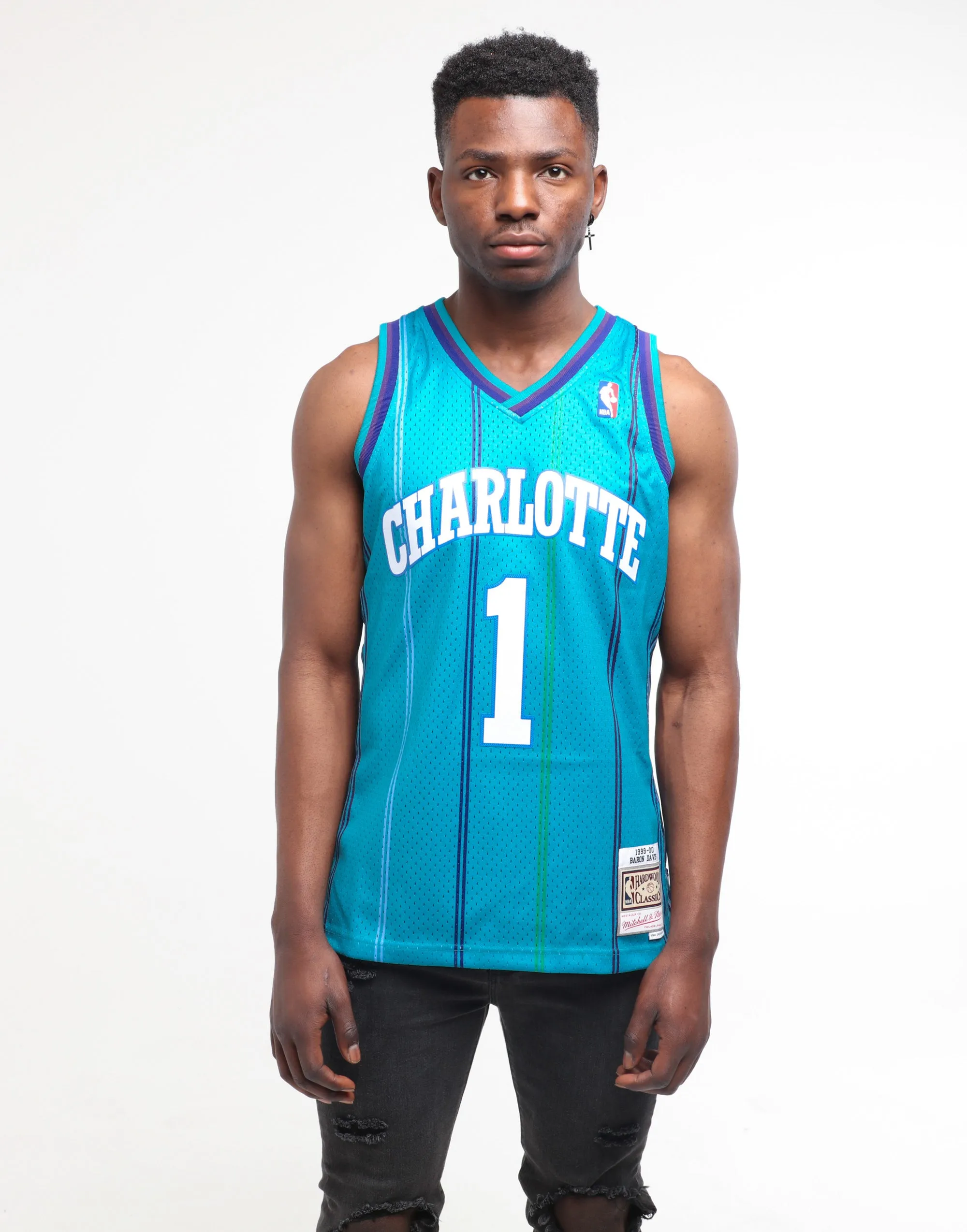 Mitchell & Ness Charlotte Hornets Baron Davis #1 Swingman Jersey Teal